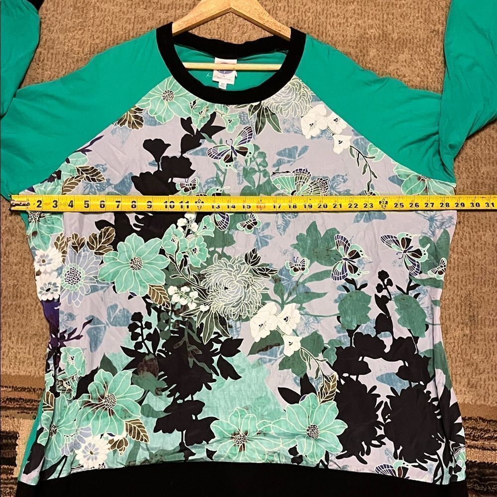 DG2 by Diane Gilman Floral Print Sweatshirt - Teal and Black - Picture 9 of 10